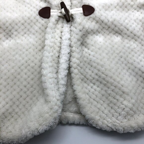 Old Navy Girls 2T Hooded Poncho Sweater Cape Soft Fuzzy Winter Fleece Faux Fur - Picture 4 of 6
